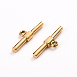 Golden Ion Plating(IP) 304 Stainless Steel Toggle Clasps Parts, Bar, Golden, 23.5x7x3mm, Hole: 1.8mm