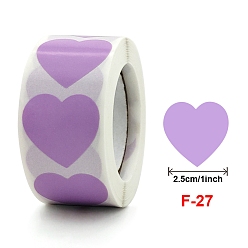 Lilac Stickers Roll, Round Paper Heart Pattern Adhesive Labels, Decorative Sealing Stickers for  Gifts, Party, Lilac, 25mm, 500pcs/roll