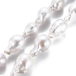 Seashell Color Natural Baroque Pearl Keshi Pearl Beads Strands, Cultured Freshwater Pearl, Nuggets, Seashell Color, 15~26x13~18mm, Hole: 0.6mm, about 16~20pcs/strand, 15.75 nches(40cm)