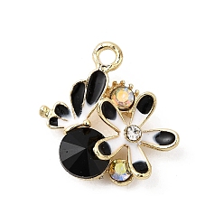 Реактивный Самолет Подвески из сплава и страза, стойки покрытие, цветок с бабочкой, золотые, струя, 22x21x7 мм, отверстие : 2.5 мм