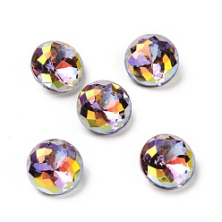 Light Amethyst AB Light AB Style K9 Glass Rhinestone Cabochons, Flat Back & Back Plated, Diamond, Light Amethyst AB, 10x5.6mm