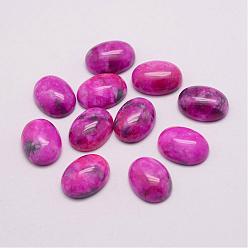 Hot Pink Dyed Jade Cabochons, Flat Oval, Hot Pink, 18x13x6mm