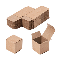 Dark Goldenrod Kraft Paper Box, Square, Dark Goldenrod, 3.8x3.8x3.8cm