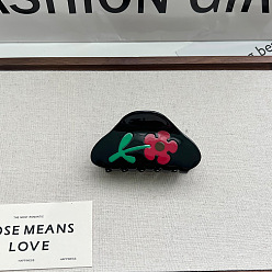 Черный Заколки для волос в форме когтей из ацетата целлюлозы, аксессуары для волос для женщин и девочек, цветок, чёрные, 87x45 мм