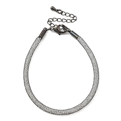Bronze Bracelets de chaîne en maille de laiton pour femmes, avec strass et fermoir mousqueton, gris anthracite, 6-7/8 pouce (17.5~17.6 cm)