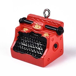 Красный Подвески из ретро-смолы, с железом найти, фотографическая опора, красные, 19x23.5x15.5 мм, отверстие : 2 мм