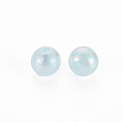 Pale Turquoise Imitation Jelly Acrylic Beads, AB Color Plated, Round, Pale Turquoise, 8mm, Hole: 1.8mm, about 1745pcs/500g