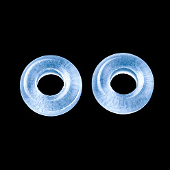 Белый Прозрачное стекло европейские шарики, бусины с большим отверстием, пончик, белые, 10x3 мм, отверстие : 3.0~4.3 мм