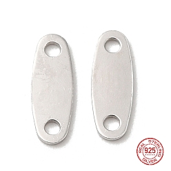 Platinum 925 Sterling Silver Links, Chain Tabs, with 925 Stamp, Platinum, 9x3.2x0.5mm, Hole: 1mm