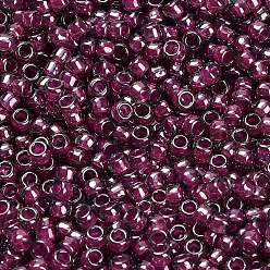 (1076) Inside Color Grey/Magenta Lined Тохо 8/0 круглые бусины, японский бисер, (1076) внутри цвет серый / пурпурный на подкладке, 3 мм, отверстие : 1 мм, Около 1110 шт / 50 г