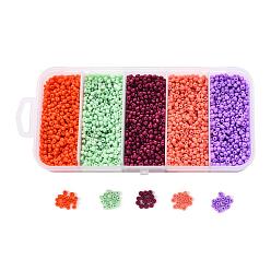 Mixed Color 90G 5 Colors 12/0 Baking Paint Glass Seed Beads, Round, Mixed Color, 12/0, 1.5x1.5mm, Hole: 0.5mm, 18g/color