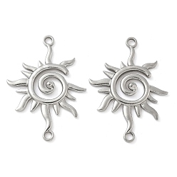 Stainless Steel Color 304 Stainless Steel Connector Charms, Spiral Sun Links, Non-Tarnish, Stainless Steel Color, 34.5x25x2mm, Hole: 2.2mm