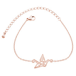 Rose gold Adorable Paper Crane Bracelet with Bird Charm - Stainless Steel Party Gift for Women