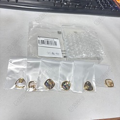 Mixed Shapes 6 шт. 6 стили 304 подвески из нержавеющей стали с инкрустацией натуральными ракушками, золотые, разнообразные, 18.5~19x15.5~16x2.5~3 мм, отверстие : 1.5 мм, 1 шт / стиль