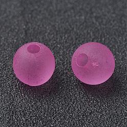 Pearl Pink Transparent Acrylic Beads, Round, Frosted, Pearl Pink, 4mm, Hole: 1mm, about 14000pcs/500g