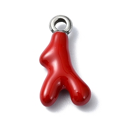 (123L) Белый крем непрозрачный блеск 304 подвески из нержавеющей стали, с эмалью, Подвеска из коралловой ветки и рога, огнеупорный кирпич, 18.5x9.5x4 мм, отверстие : 2.3 мм