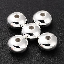 925 Sterling Silver Plated Brass Beads, Long-Lasting Plated, Rondelle, 925 Sterling Silver Plated, 7x4mm, Hole: 1.6mm