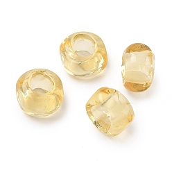 Лимонный шифон Бусины лэмпворк европейского стиля , бусины с большим отверстием, кубические, лимонный шифон, 11.5x11.5x8.5 мм, отверстие : 5 мм