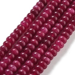 Medium Violet Red Natural White Jade Beads Strands, Dyed, Rondelle, Medium Violet Red, 8x5mm, Hole: 1mm, about 74pcs/strand, 15.15 inch(38.5cm)