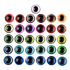 Mixed Color Glass Cabochons, Half Round with Eye, Mixed Color, 20x6.5mm.