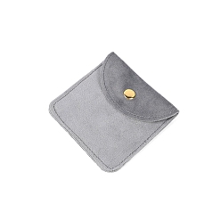 Dark Gray Square Velvet Jewelry Pouches, Jewelry Gift Bags with Snap Button, for Ring Necklace Earring Bracelet, Dark Gray, 8x8cm