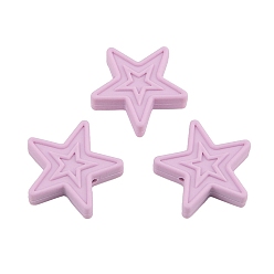 Plum Star Food Grade Silicone Beads, Silicone Teething Beads, Plum, 30x9mm