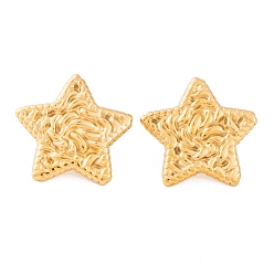 Star Ion Plating(IP) 304 Stainless Steel Stud Earrings for Women, Golden, Star, 21x22mm