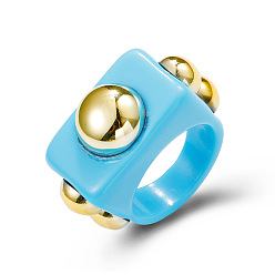 01 Blue G-531 Cute Colorful Acrylic Couple Rings - Geometric Resin Ring, Lovely Hand Jewelry for Women.