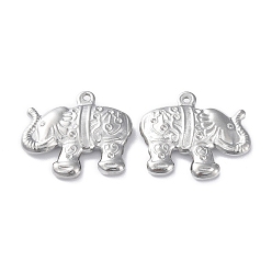 Stainless Steel Color 304 Stainless Steel Pendant Rhinestone Settings, Elephant, Stainless Steel Color, Fit for 0.7mm Rhinestone, 22x26x4.5mm, Hole: 1mm