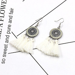 White HE-8356 Earrings fashion sun flower long tassel pendant accessories set of 12