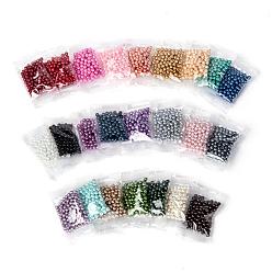 Mixed Color 24 Colors Glass Pearl Beads, Pearlized, Round, Mixed Color, 4~5mm, Hole: 1mm, 24 Colors, about 100pcs/color, 2400pcs/set
