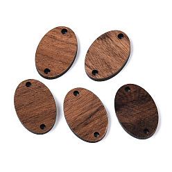 Седло Коричневый Подвески-соединители из вощеного орехового дерева, овальные, седло коричневый, 23x16x2.5~3 мм, отверстие : 2 мм