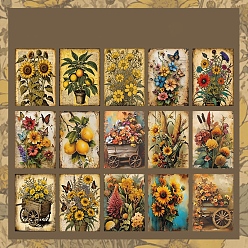 Goldenrod 30Pcs 15 Styles Vintage Floral Scrapbook Paper Pads, Flower Plant Paper Sheets for DIY Album Scrapbook, Greeting Card, Background Paper, Goldenrod, 140x100x0.1mm, 2pcs/style