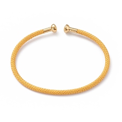 Yellow Braided Carbon Steel Wire Bracelet Making, with Golden Plated Brass End Caps, Yellow, 0.25cm, Inner Diameter: 2-3/8 inch(6.1cm)