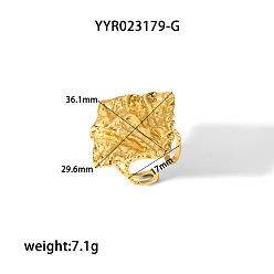 Настоящее золото 18K 1поликарбонат ретро 304 серьги-манжеты из нержавеющей стали, сложить очарование, реальный 18 k позолоченный, 36.1x29.6 мм