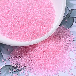 (RR207) Хрустальный с Розовой Подкладкой Миюки круглые бусины рокайль, японский бисер, 15/0, (rr 207) розовый кристалл на подкладке, 1.5 мм, отверстие : 0.7 мм, Около 5555 шт / 10 г