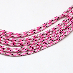 Ярко-Розовый Полиэфирные и спандексные веревочные веревки, 1 внутреннее ядро, ярко-розовый, 2 мм, около 109.36 ярдов (100 м) / пачка