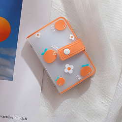 Orange Cartoon Style PVC Card Case, Card Holder, with Magnetic Snap Button, Rectangle , Orange Pattern, 105x70mm