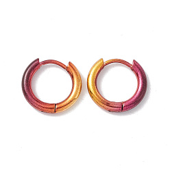 Gold Gradient Color 304 Stainless Steel Hoop Earring, Round, Gold, 15.5x2.5mm, Pin: 1mm