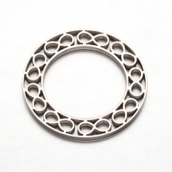 Stainless Steel Color 304 Stainless Steel Infinity Linking Rings, Stainless Steel Color, 35x2mm, Hole: 23mm