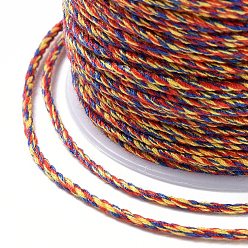 Colorful Macrame Cotton Cord, Braided Rope, with Plastic Reel, for Wall Hanging, Crafts, Gift Wrapping, Colorful, 1.2mm, about 49.21 Yards(45m)/Roll