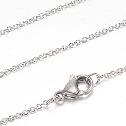 Stainless Steel Color 304 Stainless Steel Cable Chain Necklaces, with Lobster Claw Clasps, Stainless Steel Color, 19.6 inch(50cm), 1mm