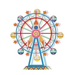 Colorful DIY Rotatable Ferris Wheel Display Decor Diamond Painting Kits, including Plastic Board, Resin Rhinestones, Diamond Sticky Pen, Tray Plate and Glue Clay, Zip Lock Bag, Colorful, 240x210mm