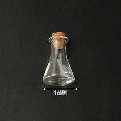 Clear Mini High Borosilicate Glass Bottle Bead Containers, Wishing Bottle, with Cork Stopper, Clear, 2.4x1.6cm