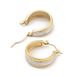 Белый PVD вакуумное покрытие золото 304 серьги-кольца из нержавеющей стали для женщин, с эмалью, белые, 22x8x21 мм