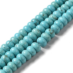 Turquoise Natural Howlite Beads Strands, Dyed, Rondelle, Turquoise, 8x5mm, Hole: 1.4mm, about 84pcs/strand, 15.83 inch(40.2cm)