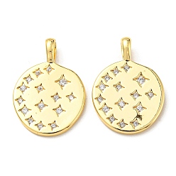 Real 18K Gold Plated Brass Micro Pave Cubic Zirconia Pendants, Real 18K Gold Plated, 19.5x14x4mm, Hole: 3.5x2.5mm