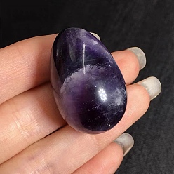 Amethyst Natural Amethyst Egg Shaped Palm Stone, Easter Egg Crystal Healing Reiki Stone, Massage Tools, 30x20mm