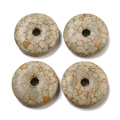 Tan Dyed Synthetic Turquoise Pendants, Donut Charms, Tan, 24.5~25x6.5~7mm, Hole: 4.5mm