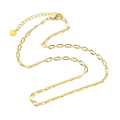 Golden 3.5MM Brass Textured Oval Link Chain Necklaces, Golden, 15.94 inch(40.5cm)